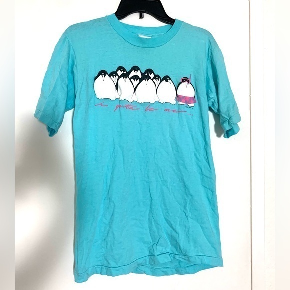 Vintage Polly Prints Hawaii Single Stitch Pinguin It’s gotta be me Tee T-shirt - Picture 1 of 10